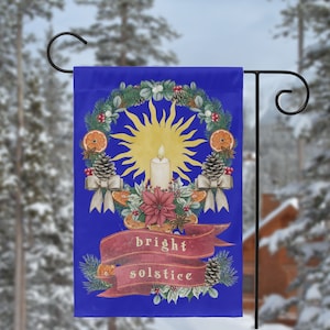 Winter Solstice Garden Flag - Bright Solstice Decoration Yard Banner Sign