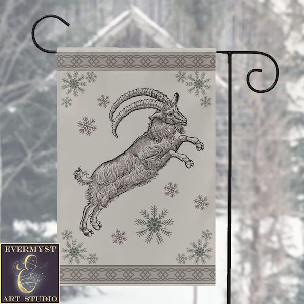 Drapeau de jardin de chèvre de Yule Décoration fantaisiste de bannière Julbock de Yule