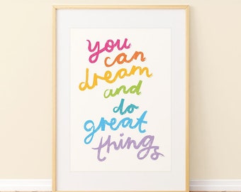 Dream Big Kids Art Print: Colourful Inspirational Quote