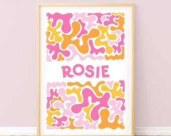 Personalised Abstract Doodle Name Print: Playroom Kids Art