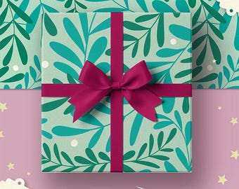Christmas Greenery Wrapping Paper | Mistletoe Festive Foliage | Gift Wrap | Luxury Recyclable Paper