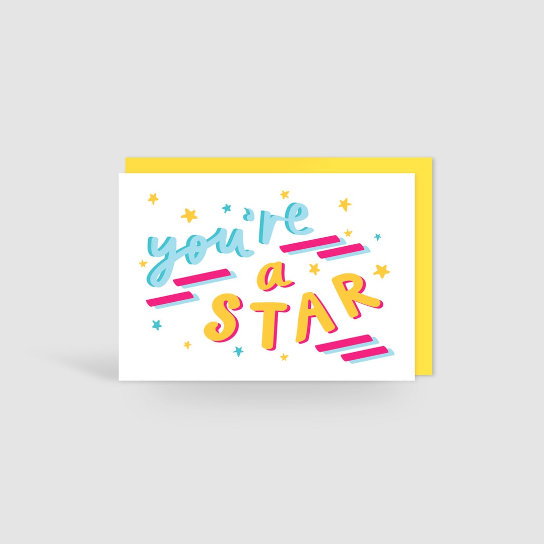 You're A Star Card Congratulations Well Done Thank You Note Set - Etsy