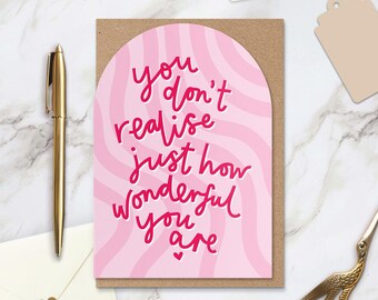 How Wonderful You Are Card, Friendship, Anniversary, Note Card