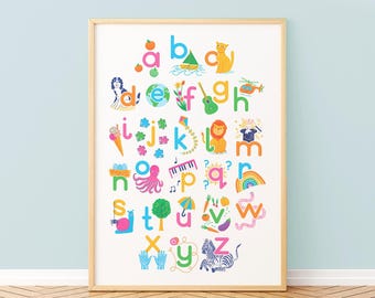 Colourful Alphabet Print: A-Z Nursery Wall Art