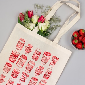 Jam Jars Red Screenprinted Tote Bag | 100% Cotton