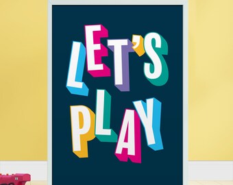 Let's Play! A3 Typographic Print | Children's Room | Nursery Art