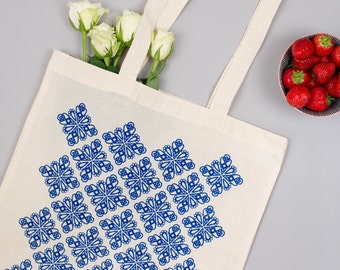 Geometric Floral Tote Bag