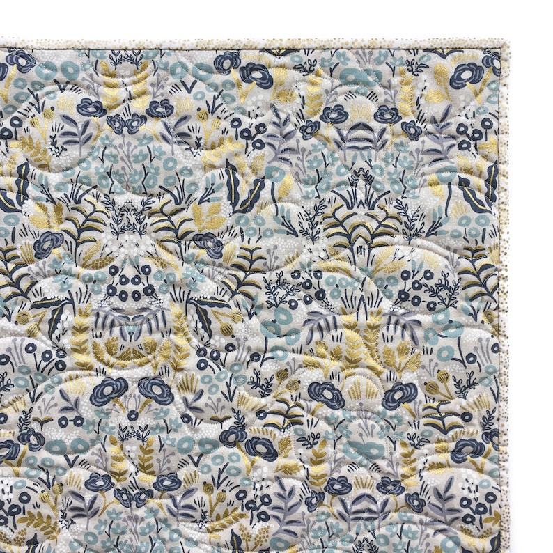 TAPESTRY in NATURAL Tummy Time Quilt rifle paper quilt floral blue tummy time mat heirloom baby gift Rifle Paper Co Canvas Baby Quilt