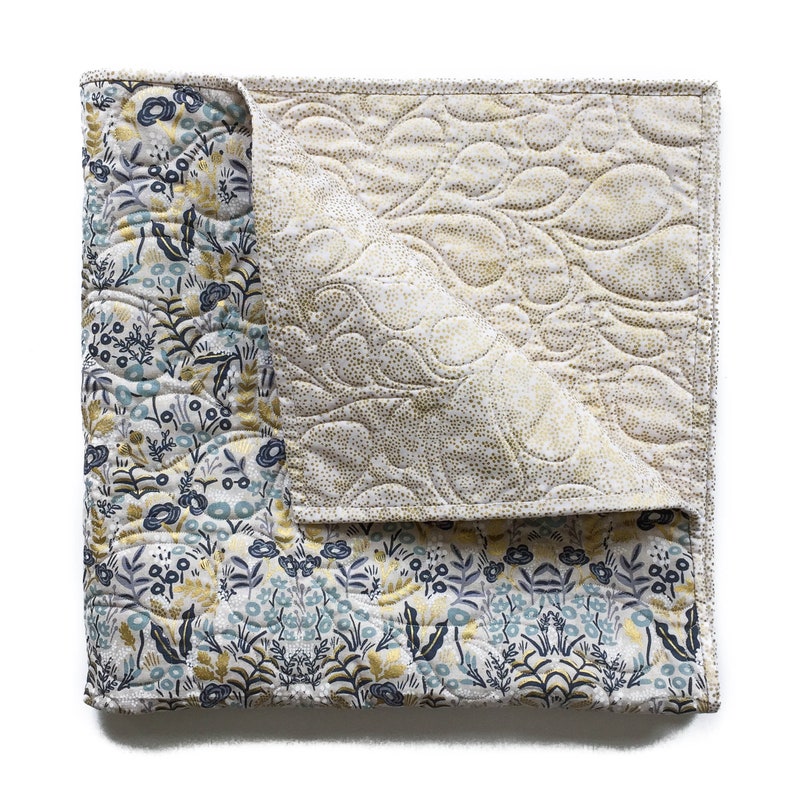 TAPESTRY in NATURAL Tummy Time Quilt rifle paper quilt floral blue tummy time mat heirloom baby gift Rifle Paper Co Canvas Baby Quilt