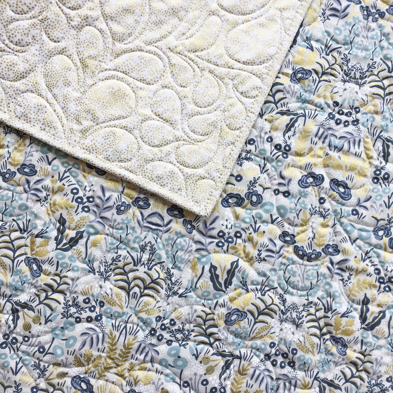 TAPESTRY in NATURAL Tummy Time Quilt rifle paper quilt floral blue tummy time mat heirloom baby gift Rifle Paper Co Canvas Baby Quilt