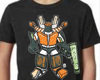 Sushi Bot - Youth Tshirt, Delicious Sushi Lover Robot, Japanese Anime Streetware, Kawaii Child's Tee