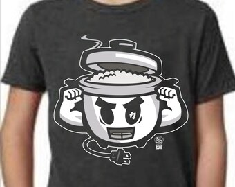 Powered By Gohan - Child's Tee, Japanese Muscle Rice Cooker, Anime Streetware Tee, Youth Birthday Gift