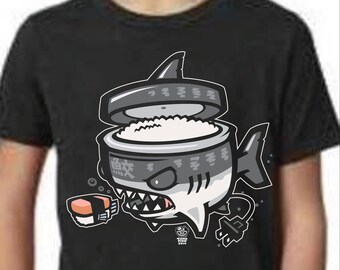 Gohan Shark - Youth Tshirt, Muscle Ricecooker, Japanese Anime Art, Kawaii Child's Tee