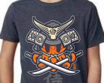 Samurai Tako - Youth Tshirt, Japanese Octopus Warrior, Kawaii Tee, Anime Streetware, Child Gift