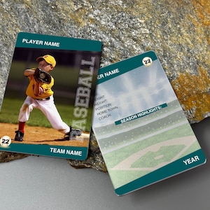 Cartes à collectionner de baseball en métal personnalisées, cartes à collectionner personnalisées d'athlète de sport, toutes les cartes de sports/d'activités personnalisées en métal, cadeau souvenir.