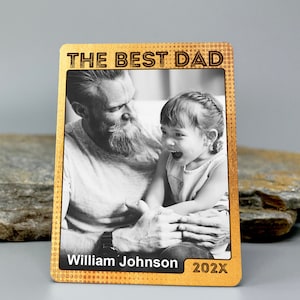 Personnalisable Carte à collectionner de basket-ball en métal Le meilleur papa, cadeau photo souvenir personnalisé pour la fête des pères, cadeau pour papa, mari, grand-père