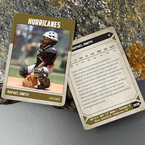 Vintage Personalized  Metal Trading Card, Custom Sports Athlete Coach Team Baseball Trading Card, School Photo Metal Card, Memorabilia Gift.