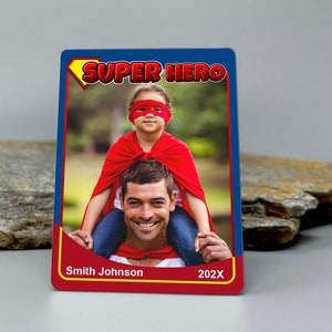 Carte à collectionner personnalisable de basket-ball en métal de super-héros, cadeau personnalisé photo souvenir pour la fête des pères, cadeau pour votre héros, papa, mari, grand-père