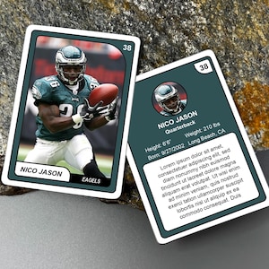 Cartes à collectionner en métal personnalisées de football, Cartes de sport imprimées personnalisées, Cartes en métal photo pour sports/activités, Cadeaux souvenirs pour maman, papa