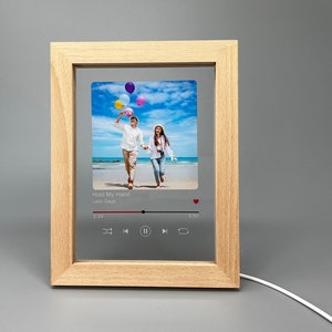 Personalized Acrylic Song Plaque, Custom Photo Wood Frame, LED Night Lamp, Gift for Birthdays, Anniversary, Wedding Keepsakes, Home Decor