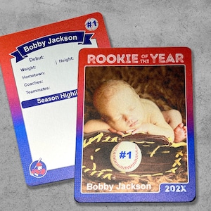 Cartes à collectionner en métal personnalisées de baseball, Carte de baseball personnalisée, Tout sport/activité, Votre photo et votre nom, Carte en métal personnalisée