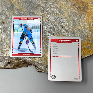 Cartes à collectionner en métal de hockey sur glace personnalisées, cadeaux personnalisés pour sports d'équipe d'athlètes de hockey, carte à collectionner de hockey avec photo, cadeaux pour maman de hockeyeur.