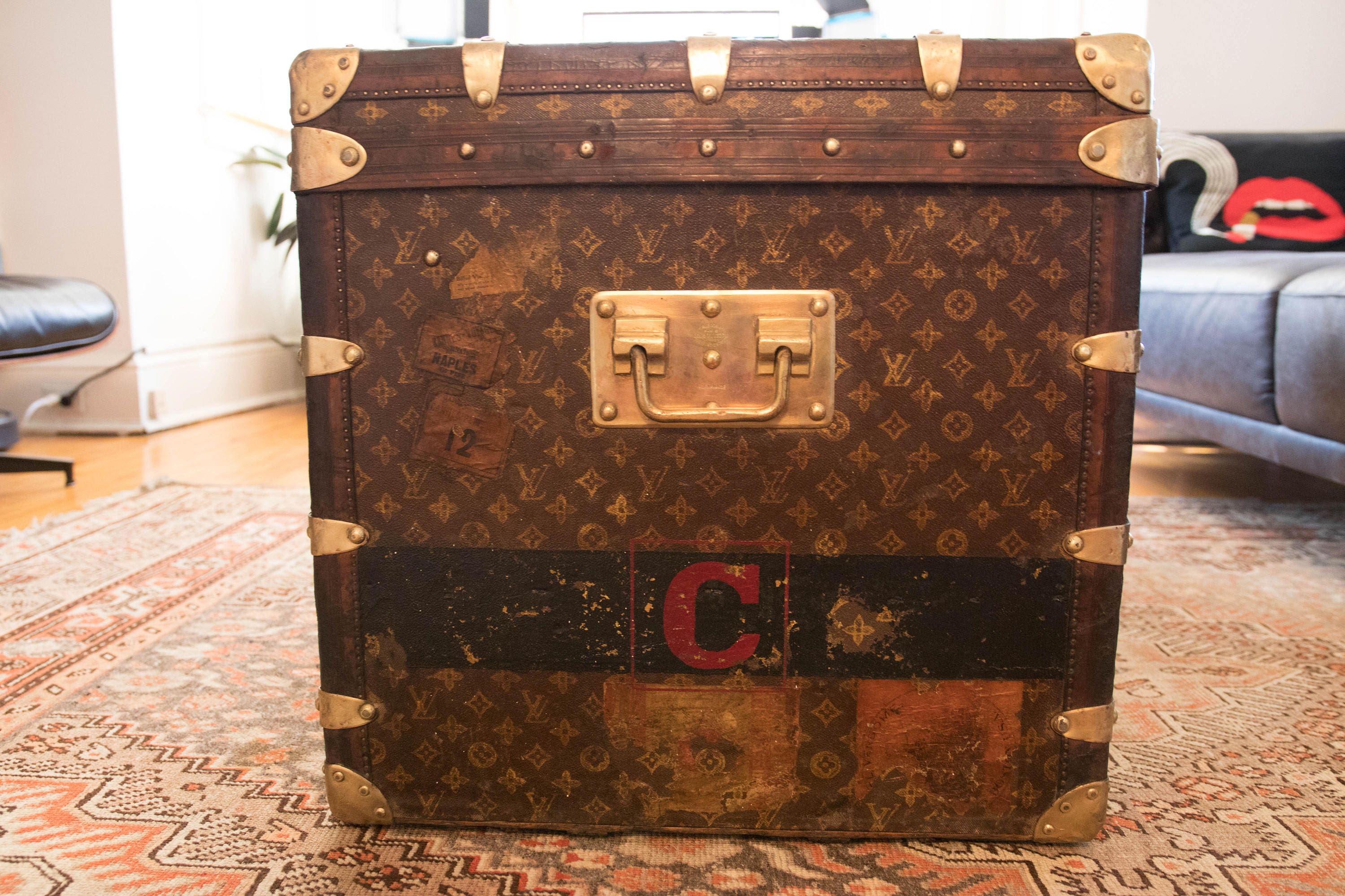 Antique Louis Vuitton Trunk In Monogram Canvas 110 Cm