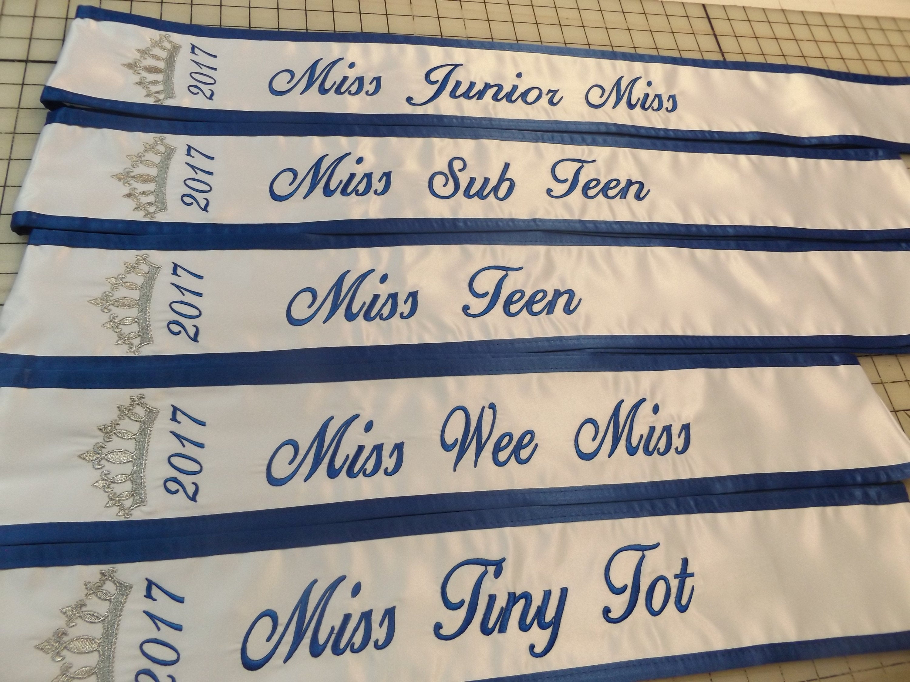 Paegeant Ribbon Personalized Pageant Sash: Satin Ribbon With Silver Crown - Etsy
