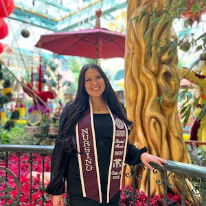 Graduation Slanted Roseman students only /Nursing vertical one side /Roseman Univ Logo/your name/3 Letters/Caduceus RN / C/O 202X