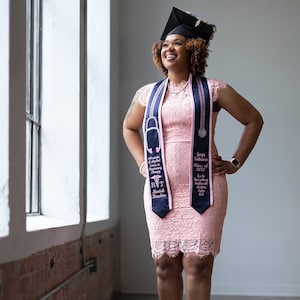 Graduation pointed Or Slanted with a trim /Stethoscope  Mesh 13 colors / Personalize your stole / one design only caduceus or EKG