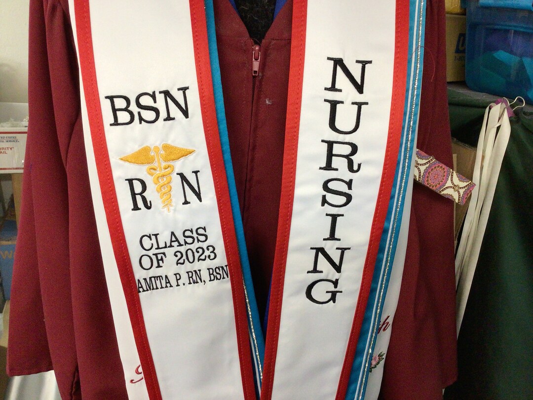 Graduation Stoles Slanted/7 Letters Vertical /BSN/R Caduceus N /class ...