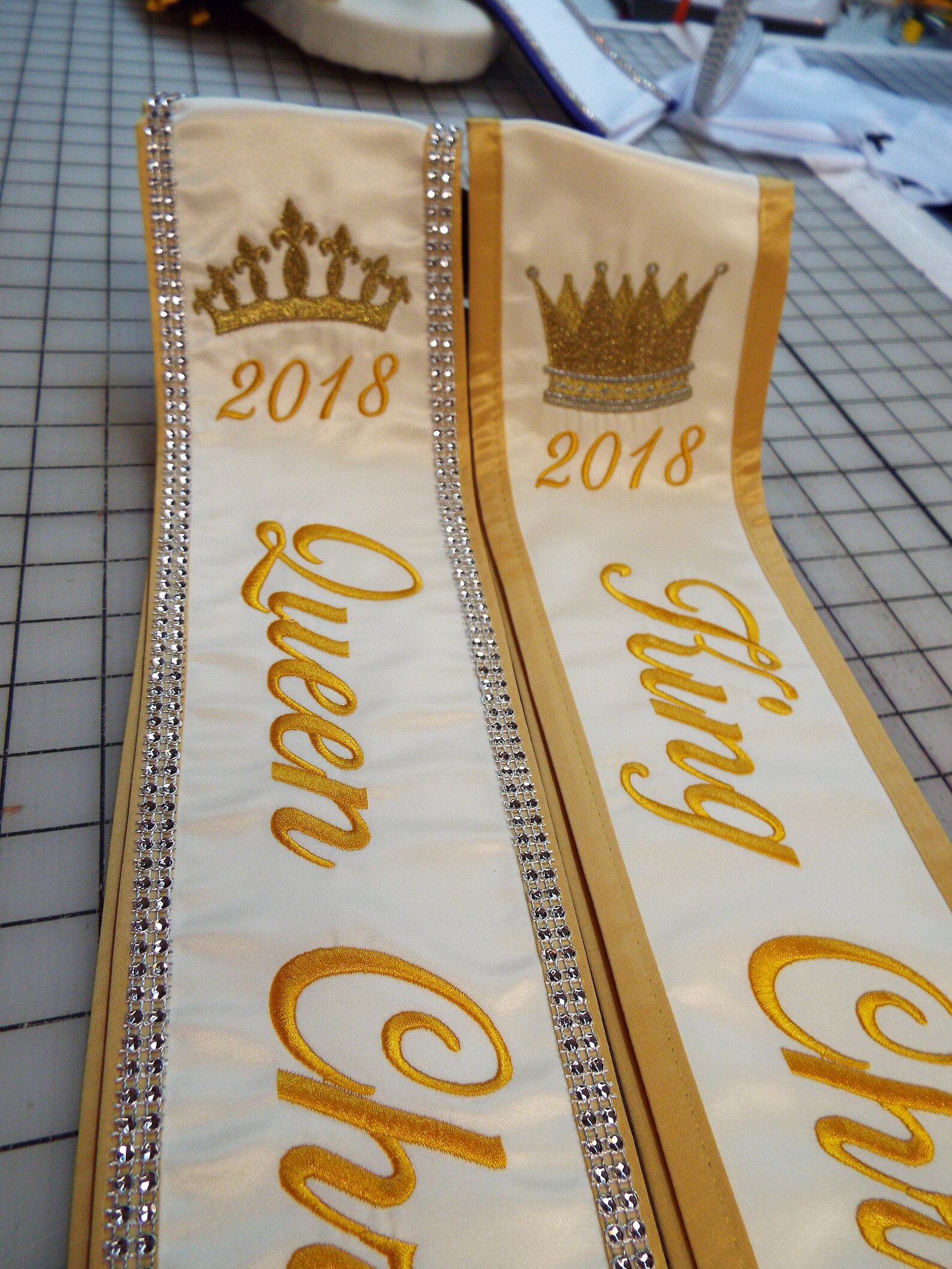 Pageant King or Queen Sashes/diamond Rhinestone Mesh/gold or Etsy