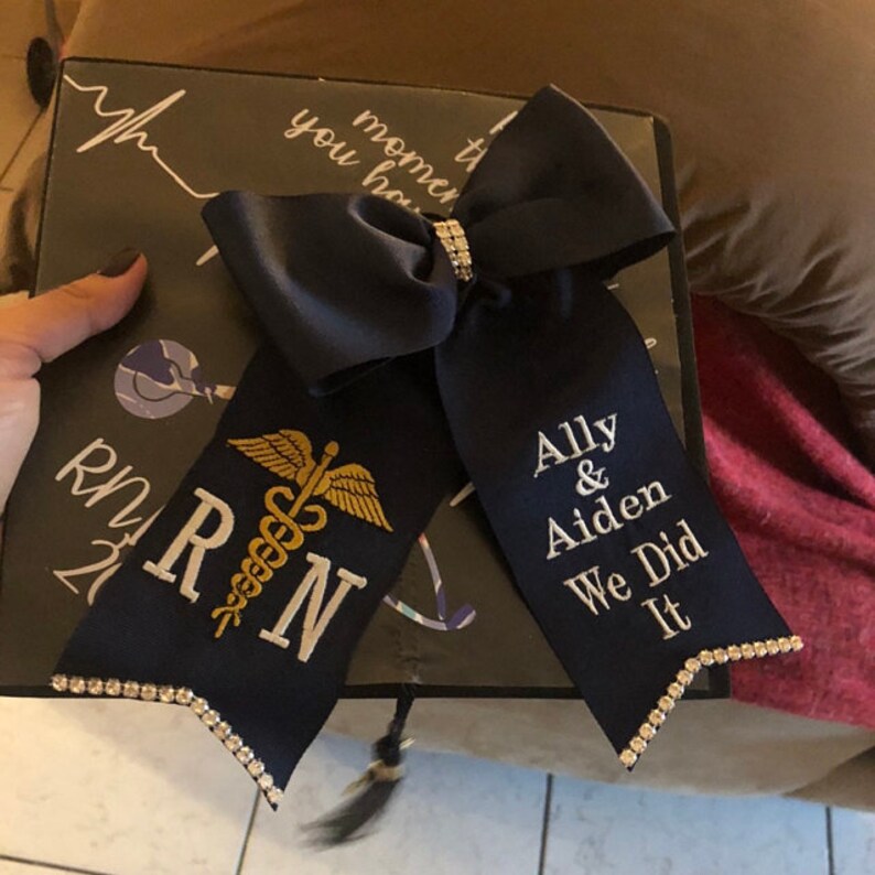 Graduation Bows with Crystal Rhinestones Grosgrain Ribbon12 colors to pick from Hoop attached Design your Bow