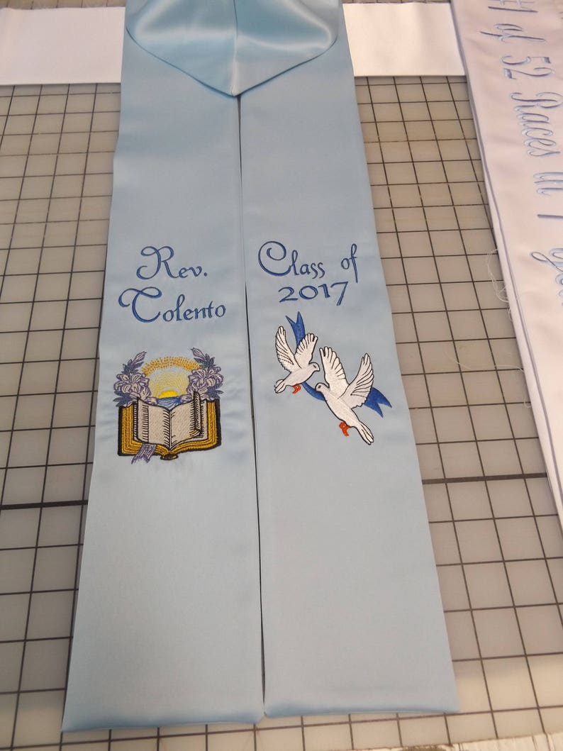 Clergy Ministry visitation stoles Flowered cross white fringe Cross with Peace and faith design your stole