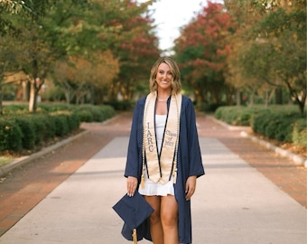 Graduation Stoles Slanted/ 4 LETTERS Vertical or less /Class of 20XX  / NO ADDING Wording or Logos/ Personalize your stole
