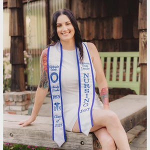 Graduation stoles Nightingale College/new logo/Name/BSN/Caduceus/Year/Made as posted only/Adding Honors select correct listing