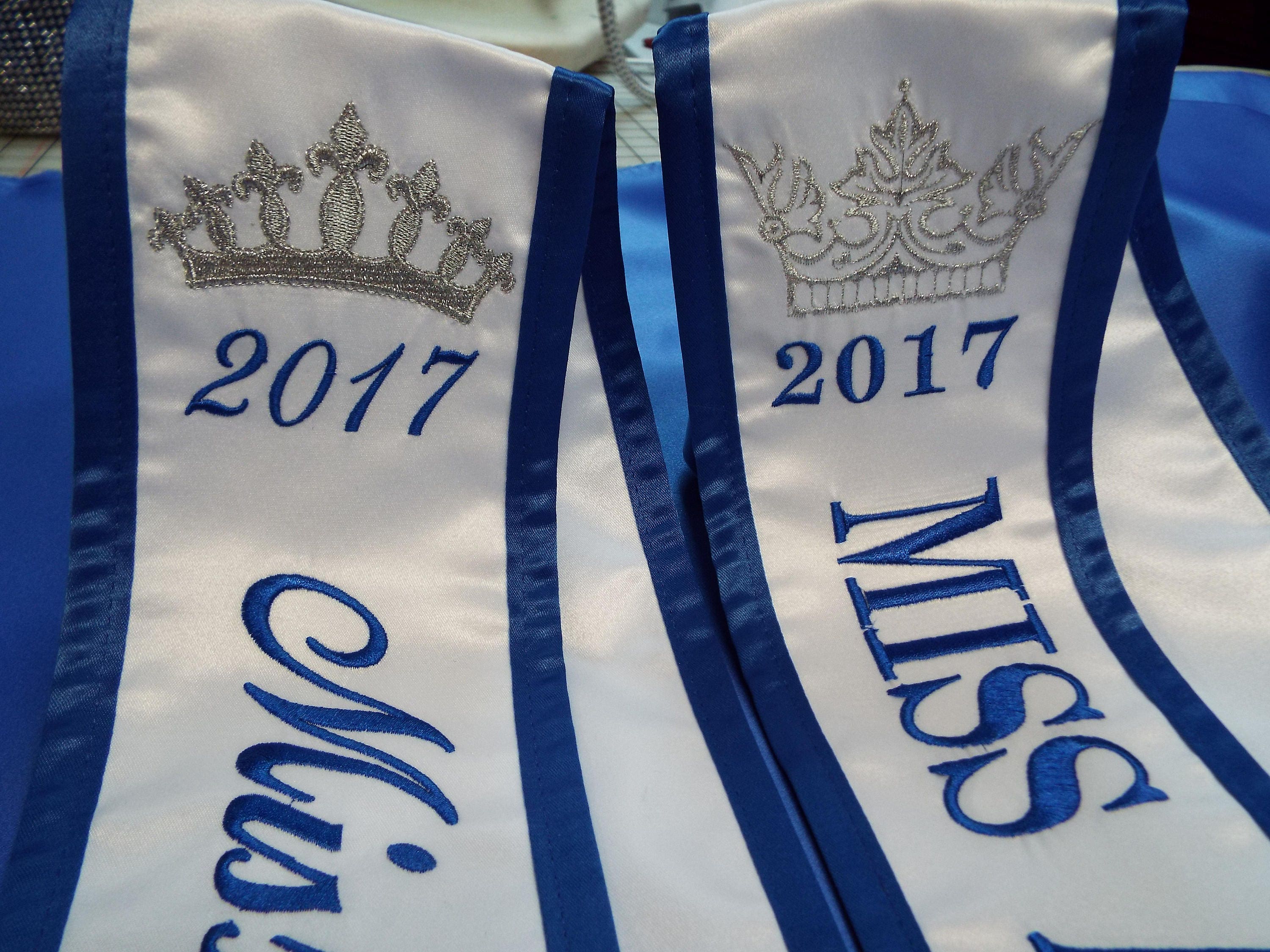 Pageant Sashes/with a Trim /crown on Shoulder / NO Adding Name on Back ...