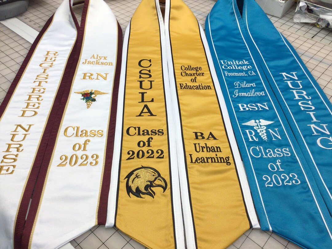 Grad Stoles Slanted Double Trim / Nursing Vertical /other Side College ...