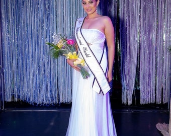 Pageant sashes / heavyweight satin / Silver Rhinestones Front only / Design your Pageant sash