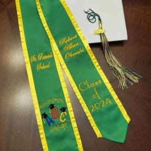 Graduation Pointed Stole/Preschool & Kindergarten /Personal Name/School Name/Class of 202X/One design from chart/Personalize your stole