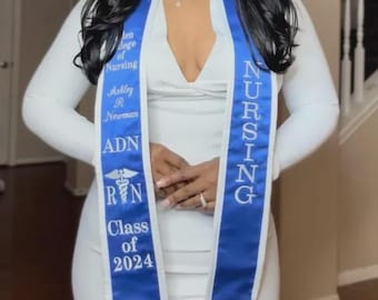 Graduation Slanted or Pointed/7 letters /Galen wording or logo design/ your name/3 Letters/Caduceus RN/C/O 202X/Bible verse extra fee