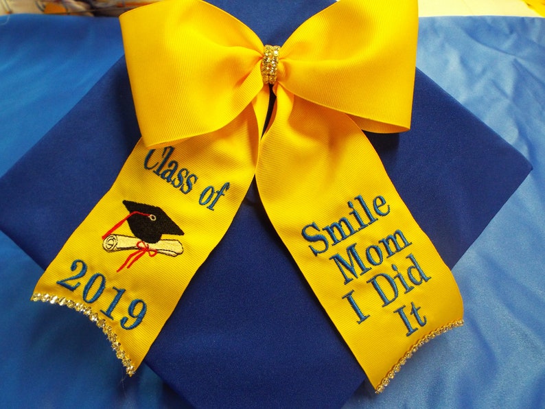 Graduation Bows with Crystal Rhinestones Grosgrain Ribbon12 colors to pick from Hoop attached Design your Bow