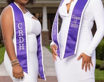 Graduation Stoles Slanted/ 4 LETTERS Vertical or less /Class of 20XX  / NO ADDING Wording or Logos/ Personalize your stole