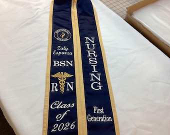 Graduation stoles/Nightingale College/ Made as posted only/logo design/your name/BSN / year/ Nursing /Honors if selected to add only