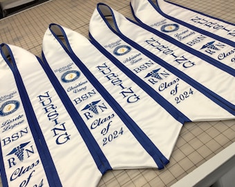 Graduation stoles/Nightingale College/Made with new logo photo attached / Made as posted only/No Adding Any Honors on this listing
