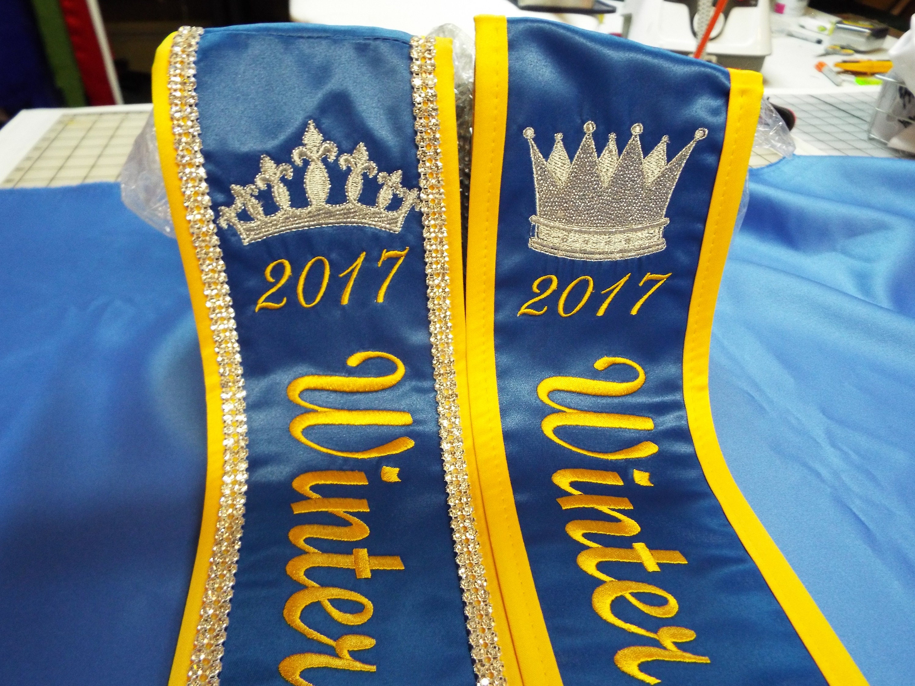 Pageant Sashes In/ Heavyweight White Satin /double Row Crystal Etsy