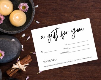Printable Gift Certificate Template: Editable Logo Gift Card (Instant Download)