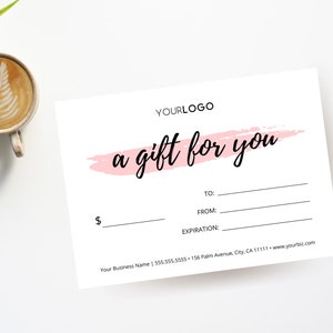 Gift Certificate Template Printable, Editable Gift Certificate Template with Logo, Editable Gift Card, Instant Download Gift Voucher