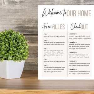 Szablon znaku powitalnego Airbnb, przewodnik powitalny Airbnb, znak Airbnb, wymeldowanie Airbnb, zasady domu, szablon powitalny Airbnb, szablon powitalny