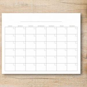 8.5 X 11 Inch Blank Calendar Page Template, Instant Download, Printable ...